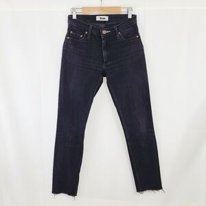 Acne Flex skinny jeans in Wet Black raw hem size 26 x 34